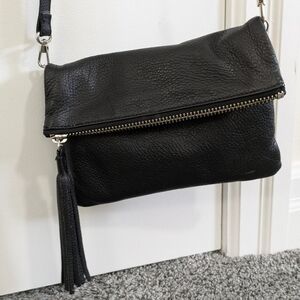 Roots Black Crossbody Bag with Textured Detail